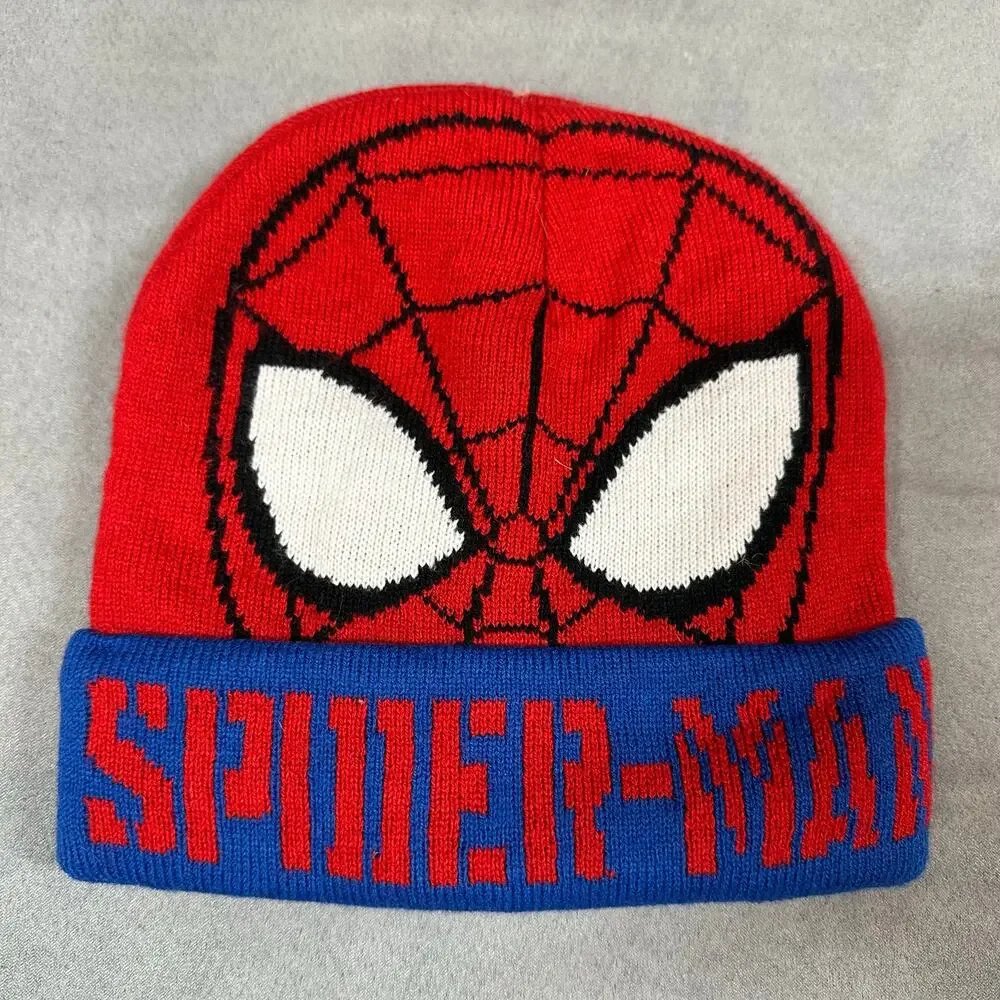 Marvel Spider-Man One Size Kids Boys Winter Hat Beanie Mask Spellout